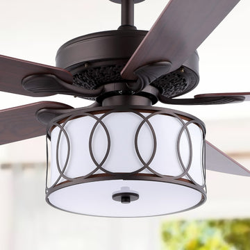 Circe 52" Transitional Glam Drum Shade LED Ceiling Fan With Remote - JONATHAN Y